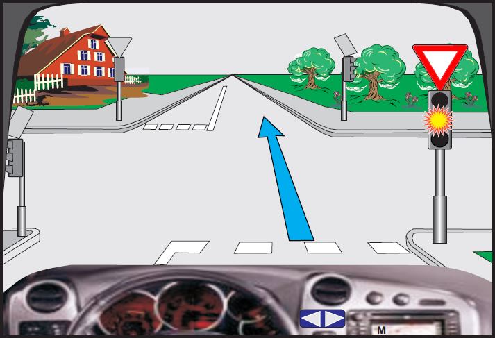 Në semafor ndriçon drita e verdhë vezulluese (me ndërprerje). Çka duhet të keni parasysh në këtë situatë?